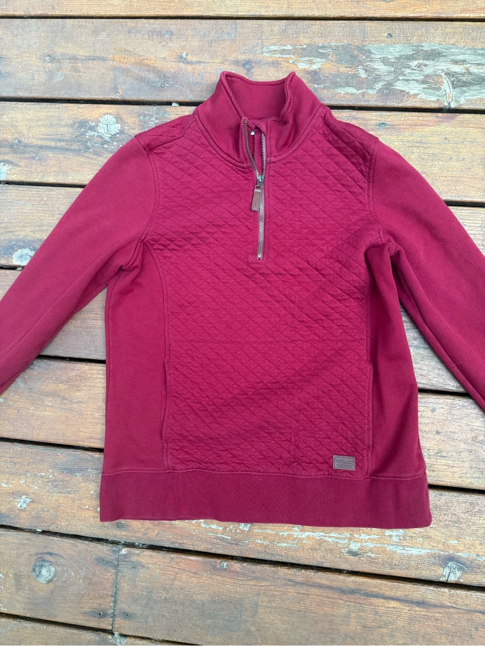 L.L. Bean Quilted Half-Zip Sweatshirt - deep red